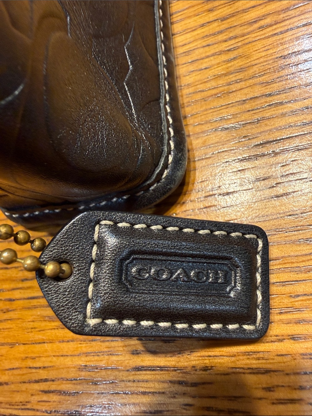 Coach Black Embossed Signature Leather Pouch - Picture 4 of 5